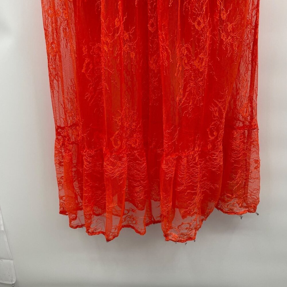 VENUS Lace Sheer Maxi Dress Long Sleeve Collared Orange Size 10 Size Zipper - Picture 3 of 9
